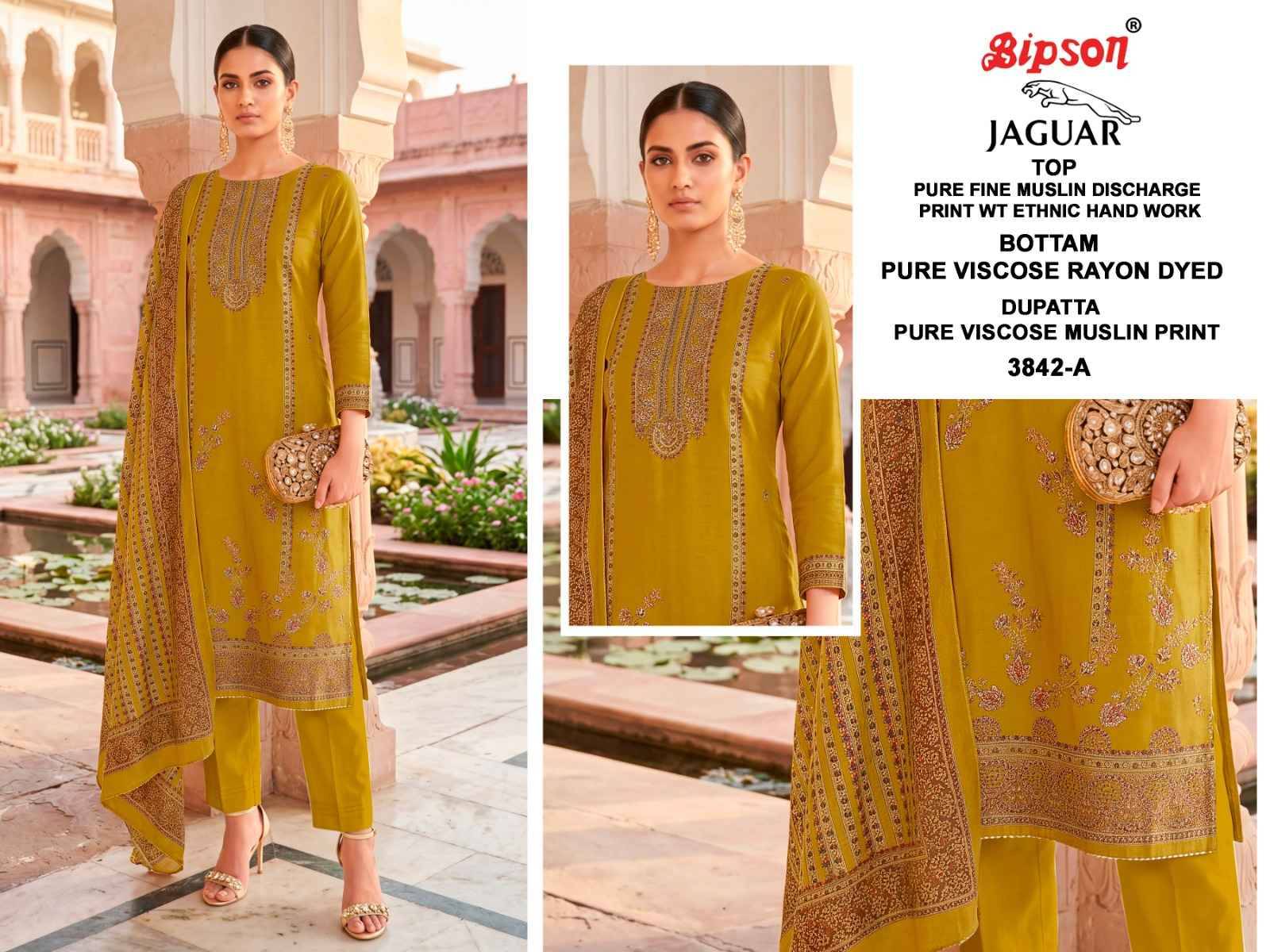 JAGUAR - 3842 Series BIPSON PRINTS Beautiful Stylish Festive Suits Fancy Colorful Casual Wear & Ethnic Wear & Ready To Wear Pure Visocse Muslin Print With Embroidered Dresses At Wholesale Price